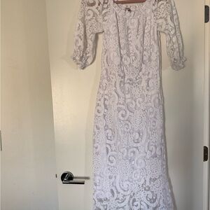 Nanette Lepore White Lace Long Sleeve Dress